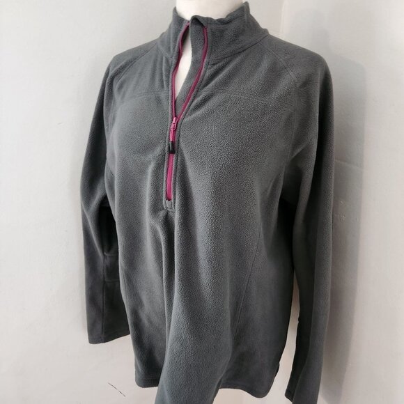 Women's Gray Fleece Pullover with Pink Zipper - Picture 5 of 5
